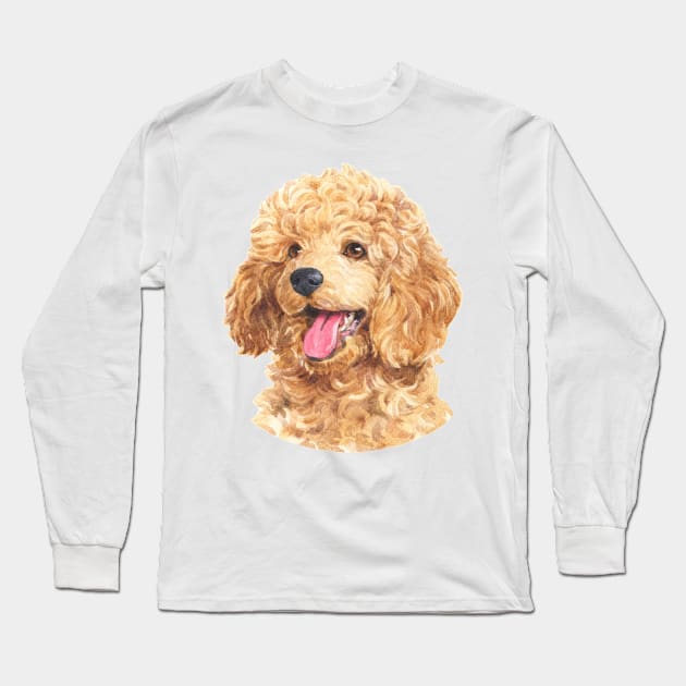 Apricot Toy Poodle Watercolor Art Long Sleeve T-Shirt by doglovershirts